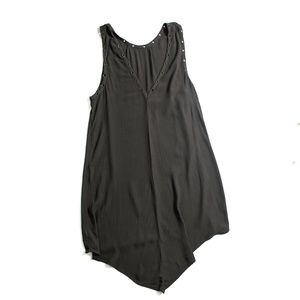 ASTR the Label Sleeveless Dress in Olive Green / Gray with V-Back Size L